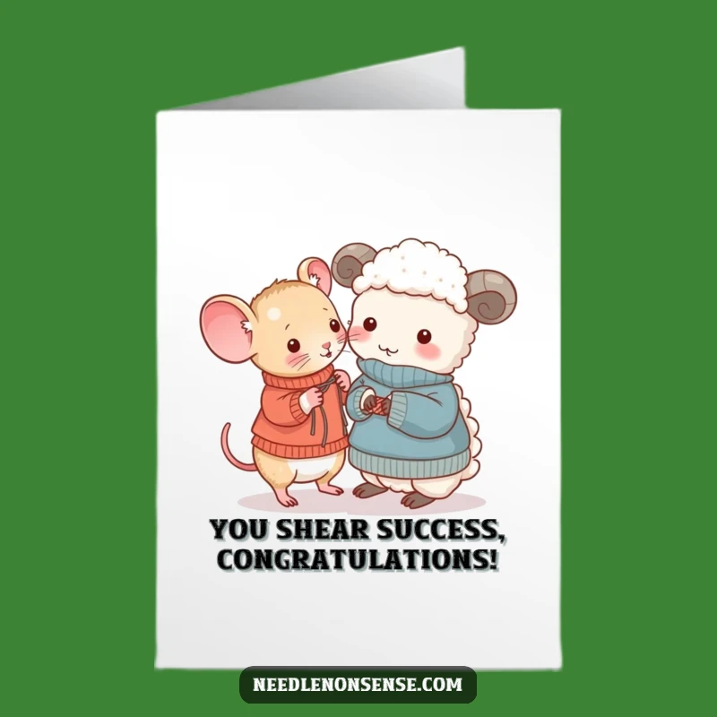 Mouse & Sheep Congrats Card: Free Printable Knitting Humor Downloadable Gift