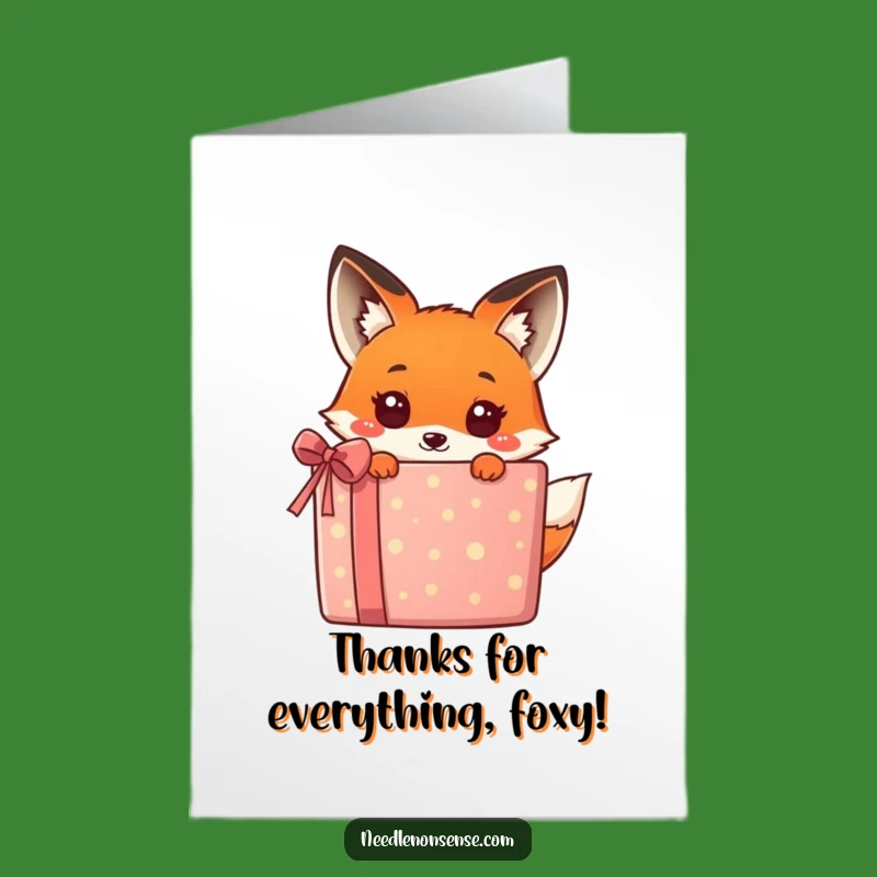 Free Printable Thank You Card: Kawaii Fox Gift Appreciation Funny Downloadable