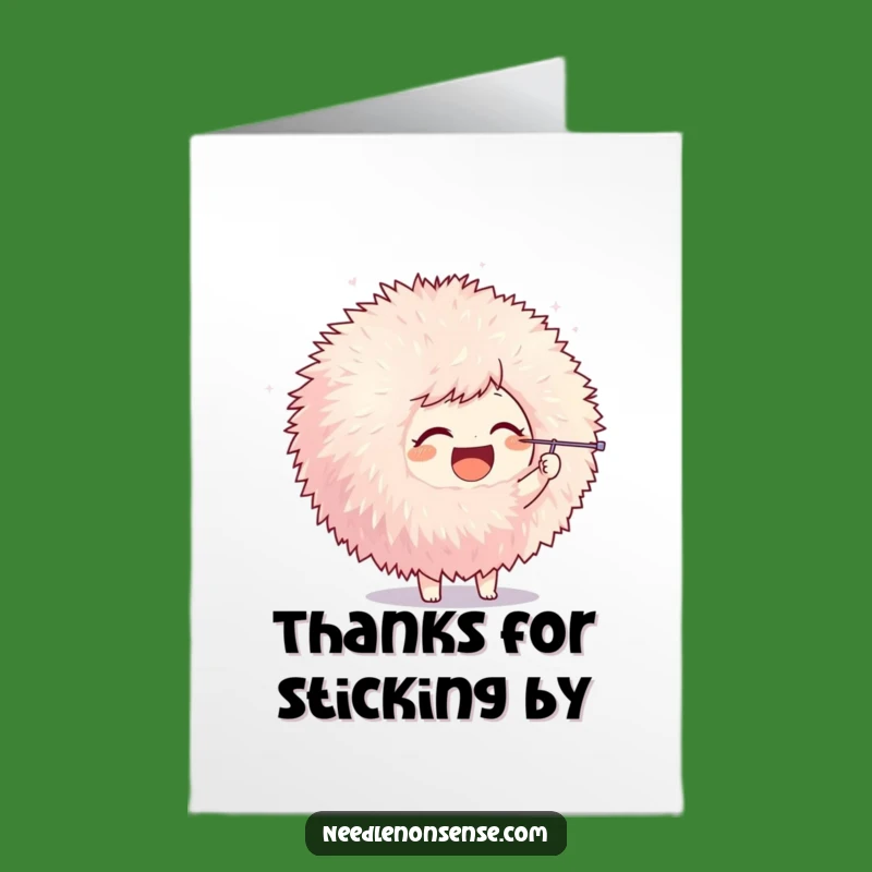 Free Printable Thank You Card: Pom-Pom Poking Character, Playful Appreciation Gift