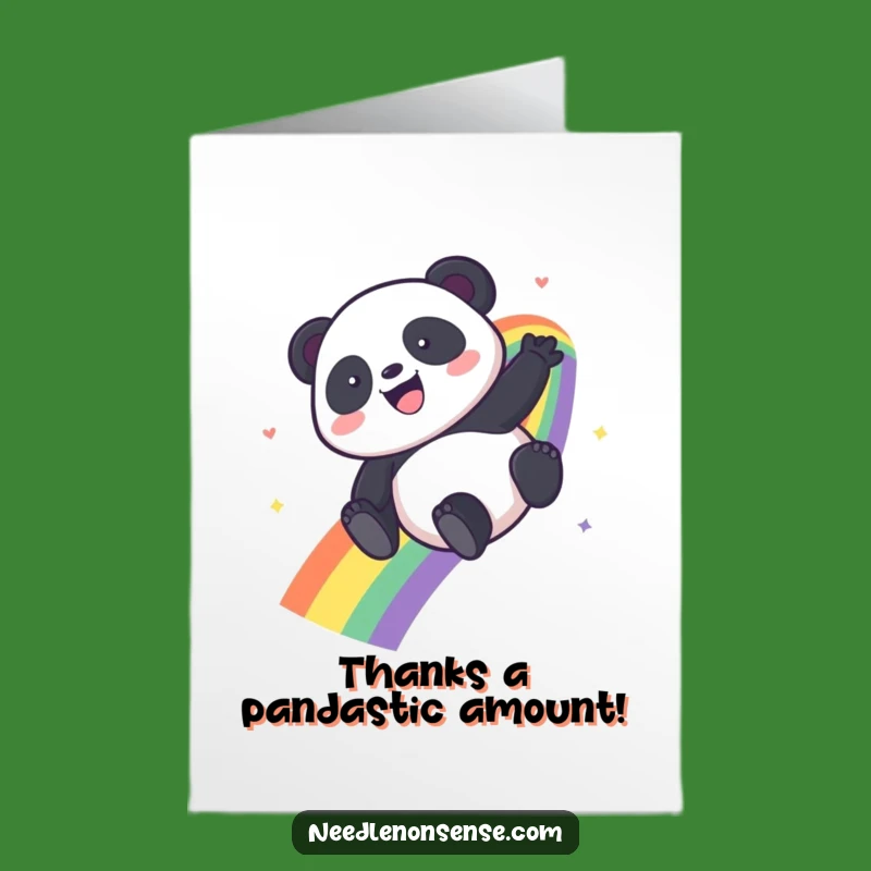 Free Printable Thank You Card: Glee Panda Rainbow Slide Funny Downloadable