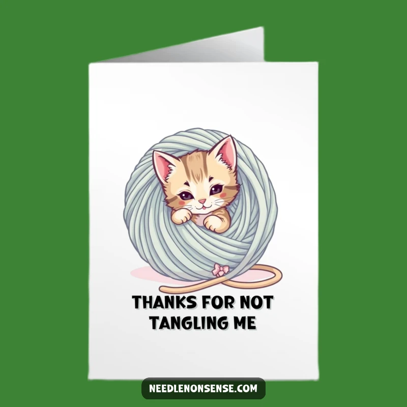 Kitten Yarn Thank You Card: Free Printable Tangle Humor Downloadable Gift