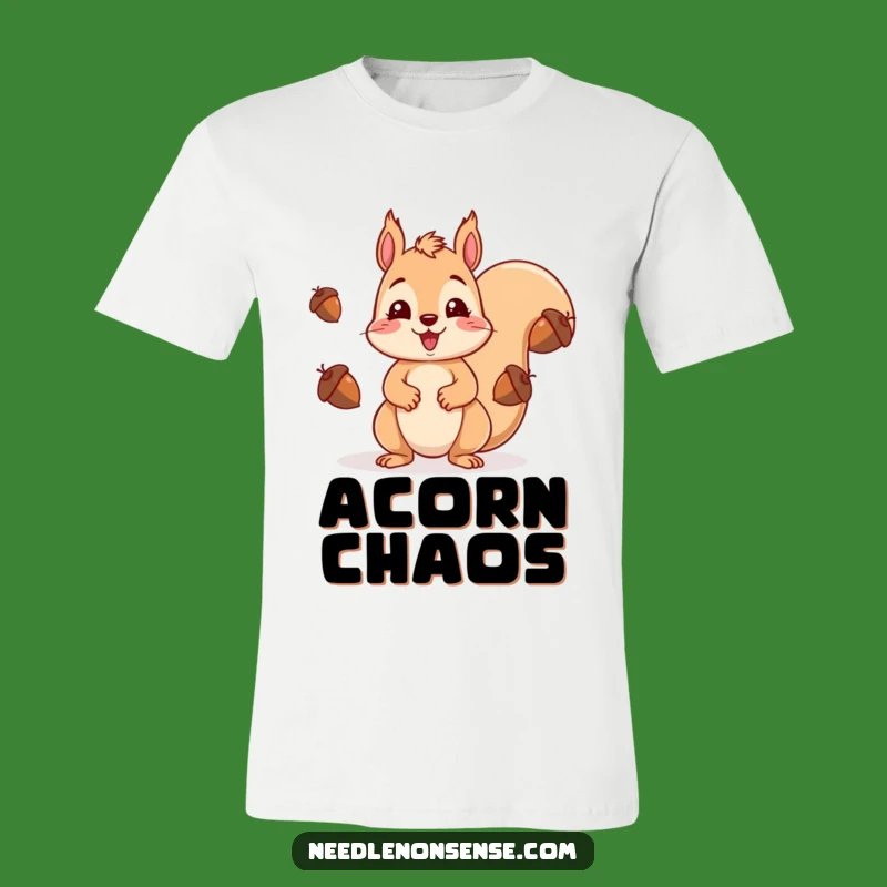 Funny Squirrel Juggling Acorns T-Shirt - Surprised Expression Tee, Hilarious Funny Gift for Him