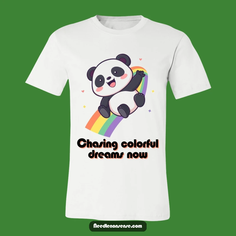 Funny Kawaii Panda Rainbow Slide T-Shirt - Hilarious Cute Panda Tee for All