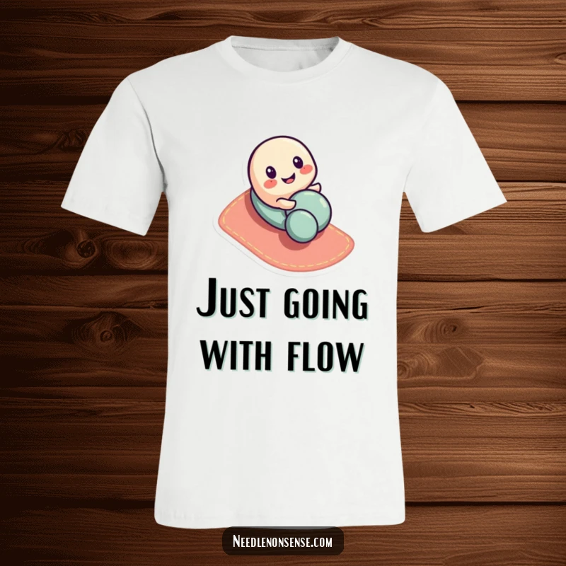 Funny button character t-shirt, gleefully rolling down a soft fabric slope, conveying pure playful joy.