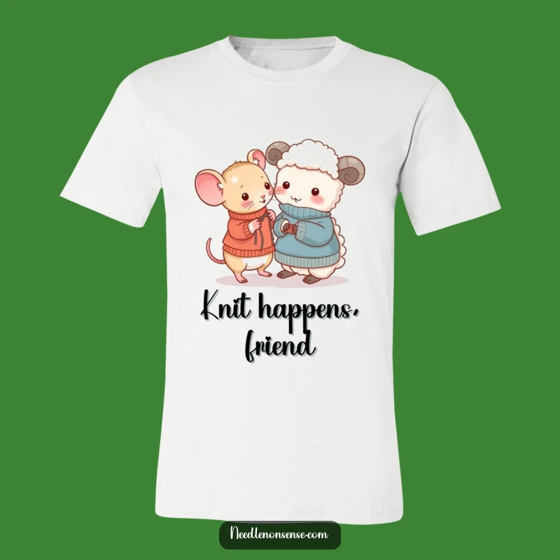 Funny Mouse & Sheep Knitting T-Shirt: Hilarious Cozy Gift for Crafters!
