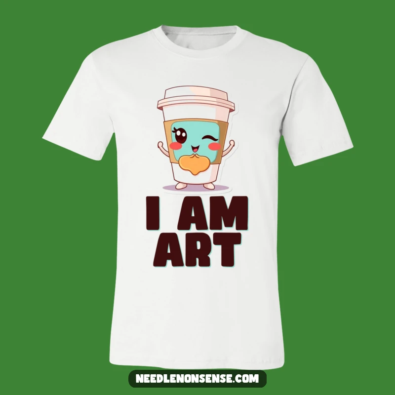 Funny Winking Coffee Cup T-Shirt: Abstract Art Apparel, Great Gift