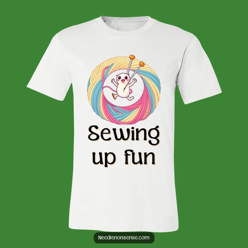 Funny Needle Thread Leap T-Shirt: Joyful Sewing Humor Gift for Crafters