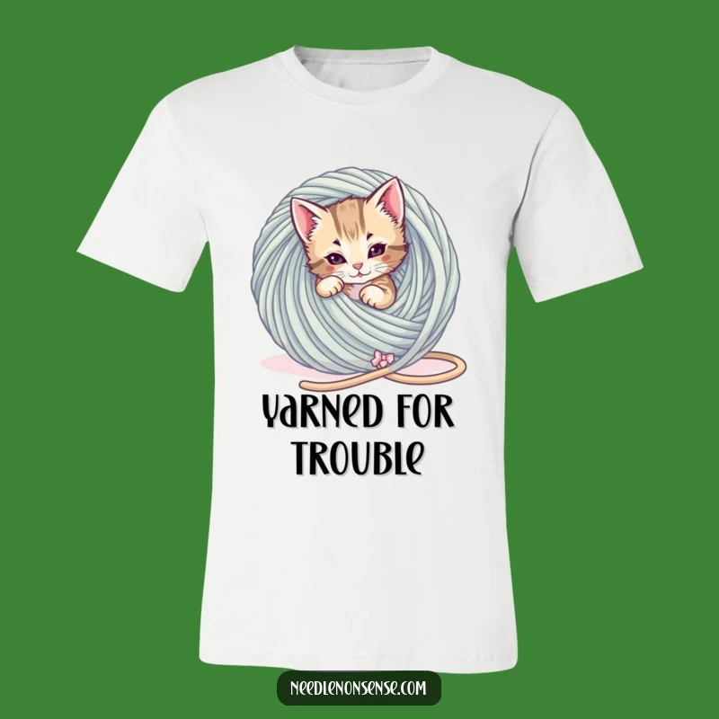 Funny Kitten Yarn Tangle T-Shirt: Hilarious Cat Chaos Apparel for Fans!