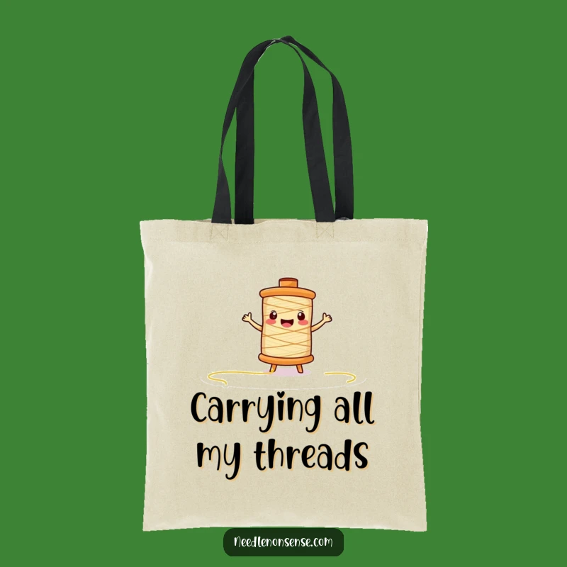Funny Thread Spool Tote Bag: Carry Your Crafty Humor in Style