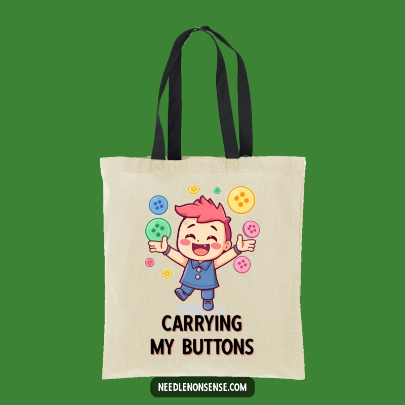 Funny Button Juggling Tote Bag: Practical Sewing Companion Gift