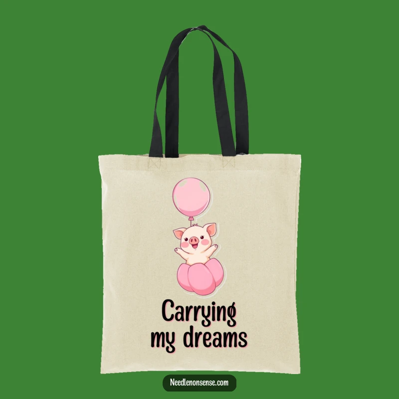 Funny Kawaii Piglet Balloon Tote - Upward Smile Carry-All!