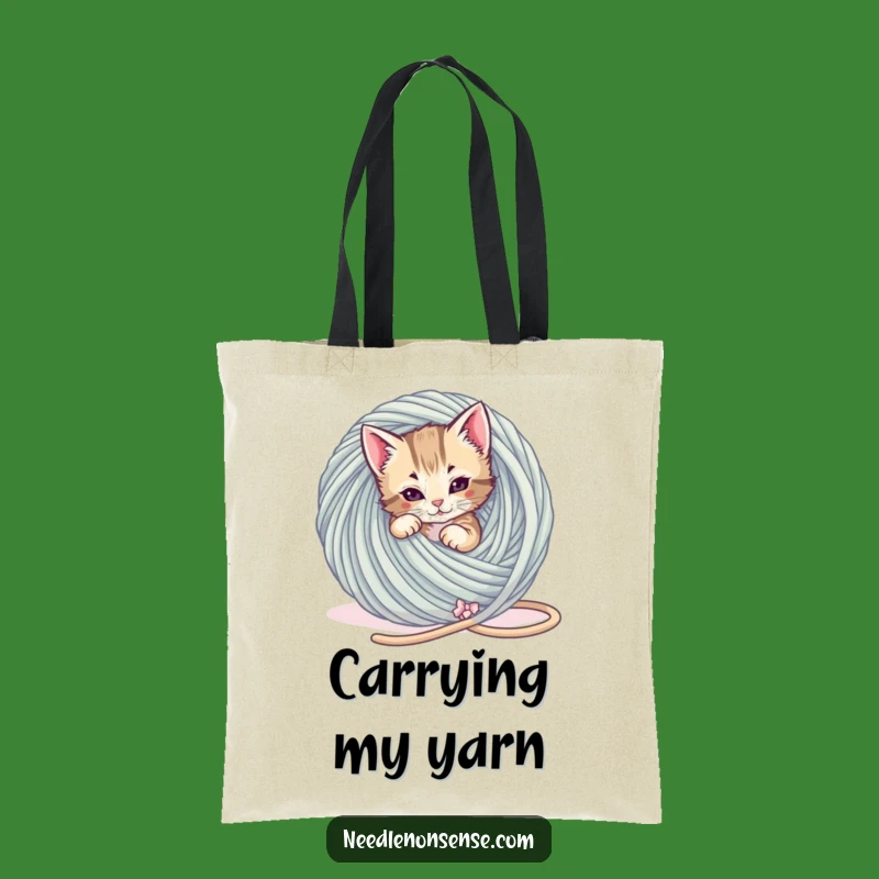 Funny Kitten Yarn Tangle Tote Bag: Carry Your Yarn & Chaos in Style!