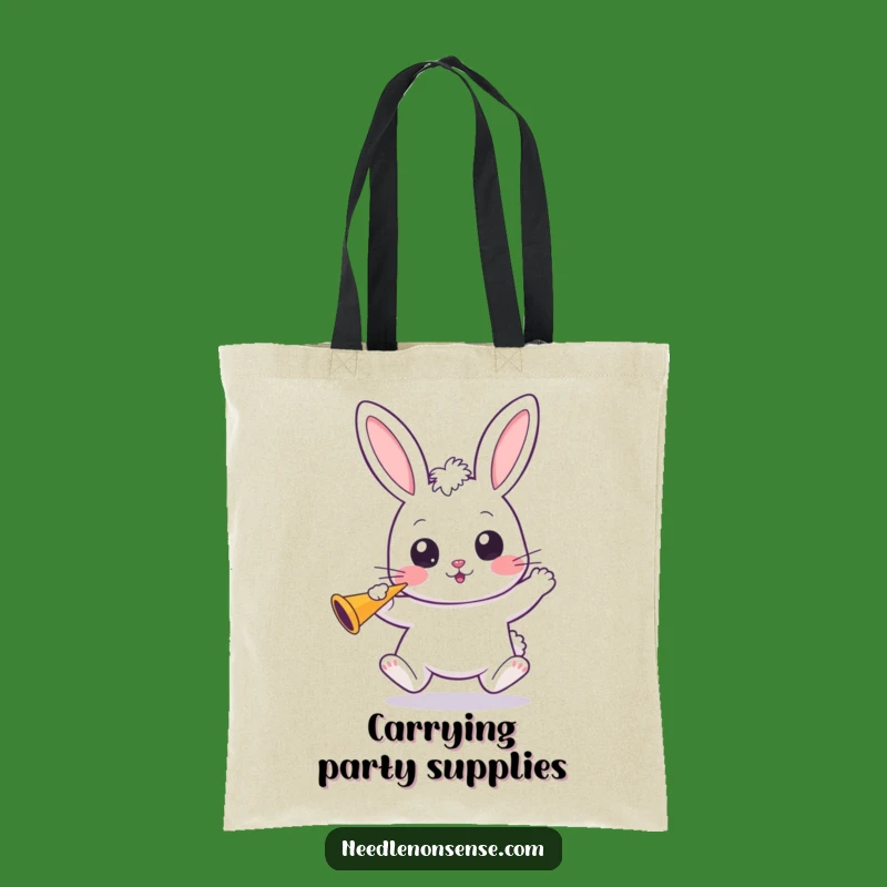 Funny Kawaii Bunny Tote Bag: Carry Your Party Essentials with Wide-Eyed Fun