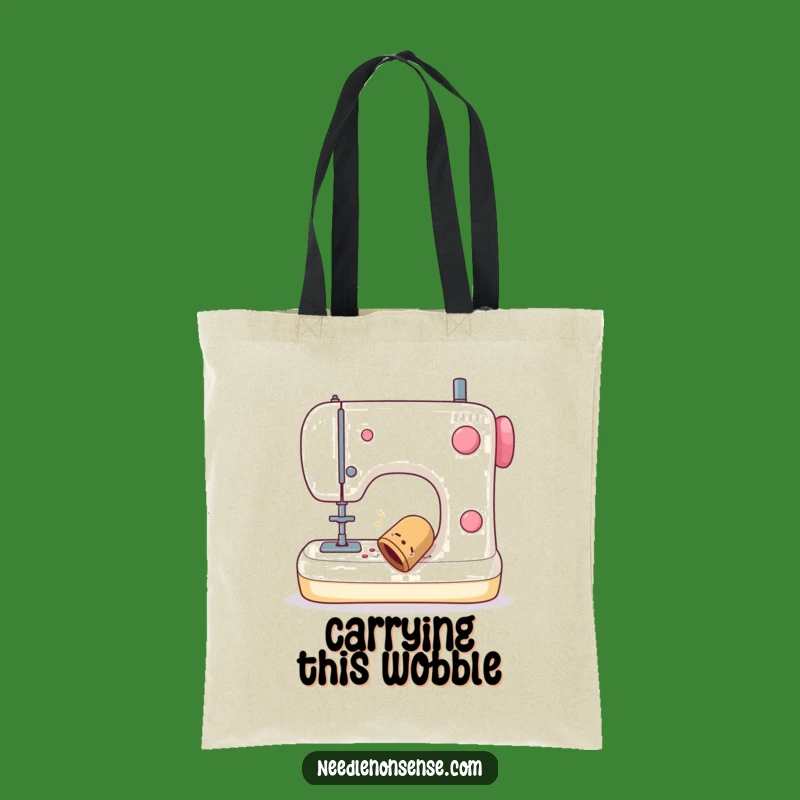 Funny Thimble Wobble Tote Bag - Hilarious Sewing Project Carrier