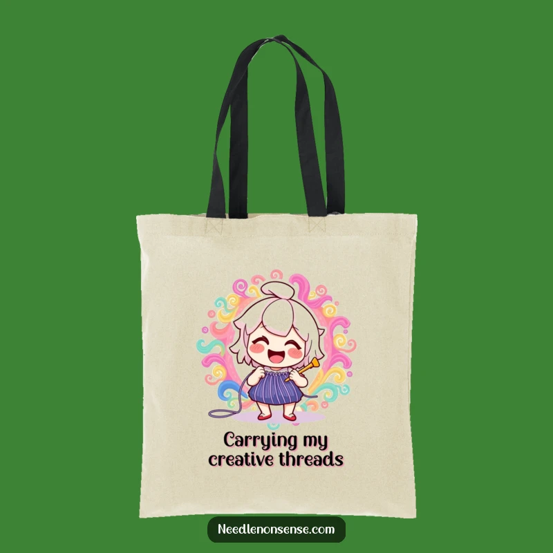 Funny Needle Stitching Tote Bag, Joyful Crafting Carry-All, Chic & Humorous Accessory