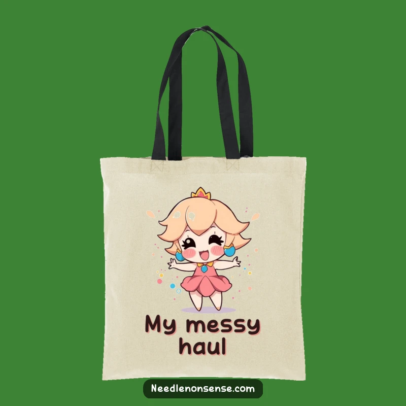 Funny Peach Splatter Paint Tote Bag: Playful Art Accessory, Great Gift