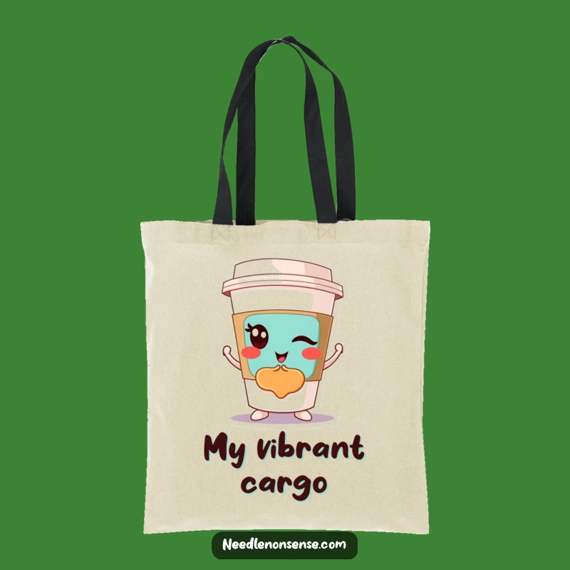 Funny Winking Coffee Cup Tote Bag: Abstract Art Accessory, Great Gift