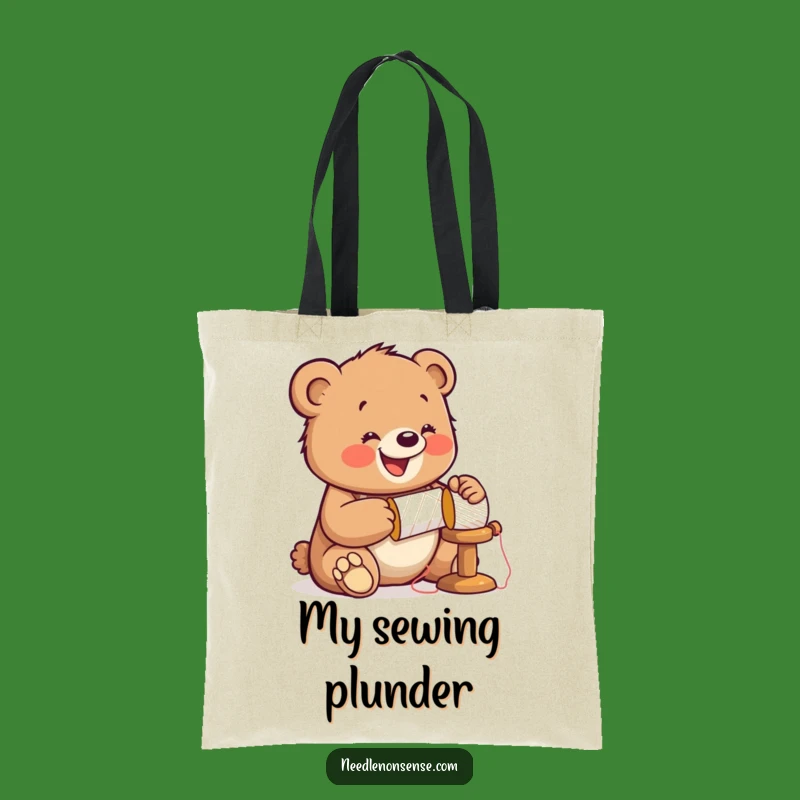 Funny Bear Sewing Tote Bag: Hammering Cub Carryall, Practical & Humorous Funny Gift